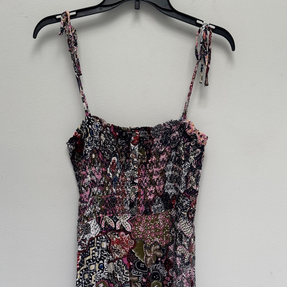 Boho Floral Smocked dress LOFT size medium